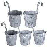 5pcs Macetas Colgantes Macetas Metal Decorativas Pequeñas Retro Cubo de Flores con Gancho para Flores y Plantas Pared Balcón Interior Exterior Jardín Patio Decoración Hogar