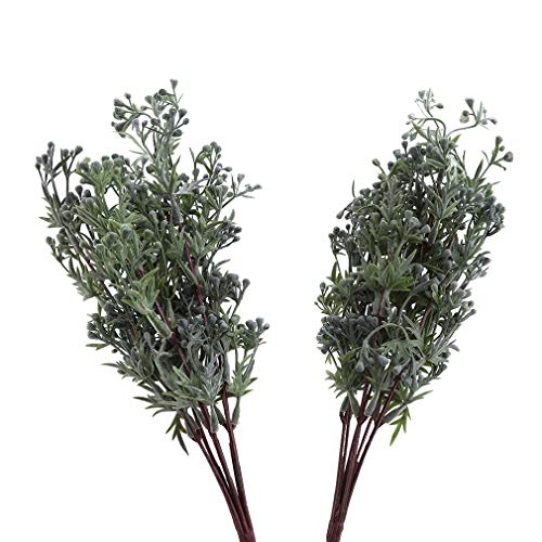 Hengxing Plastic Bushes Plastic Artificial Flowers Shrub Plants Home Wedding Table Floral Arrangement,Dark Green