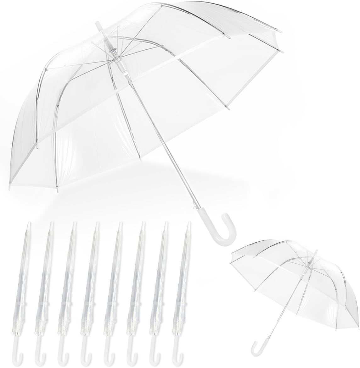 3Pcs Clear Umbrella Wedding,Windproof Clear Umbrellas for Rain,Large Clears Umbrella for Two People,Transparent Umbrellas Bulk with J Shaped Handle for Wedding Supplies,Outdoor Activities