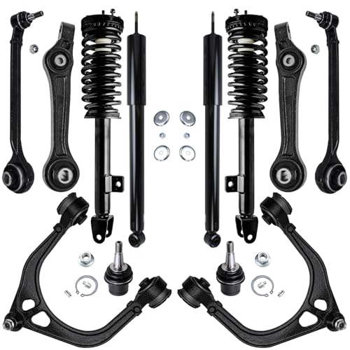 Image of Detroit Axle - 12pc RWD Front End Kit for Chrysler 300 Dodge Charger Magnum, 6 Lower & Upper Control Arms 2 Lower Ball Joints 2 Struts 2 Rear Shock Absorbers 2005 2006 2007 2008 2009 2010 Replacement