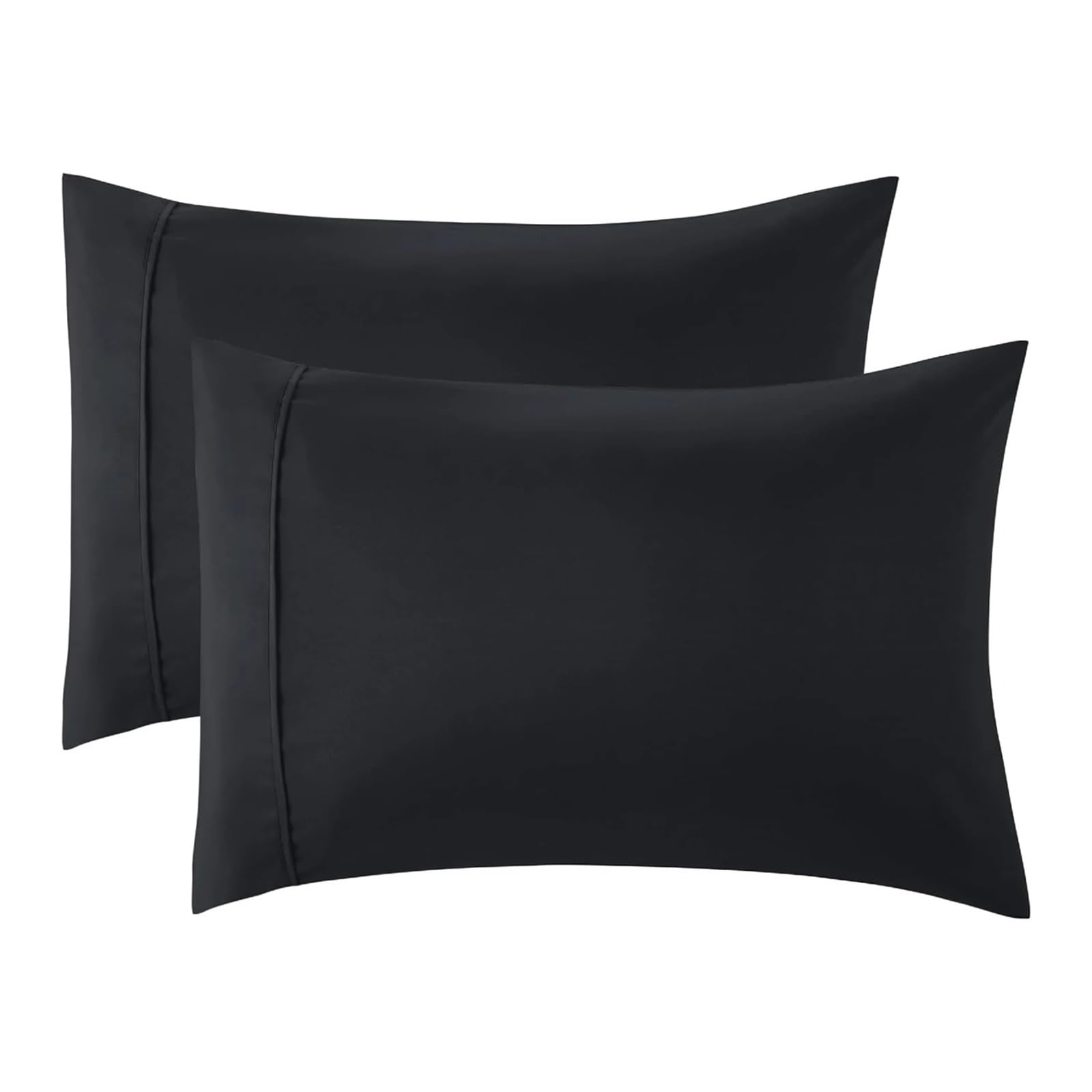 Pillowcase Luxury Cooling Blend Ultra Soft Pillow Cases - Pillowcases With Envelope Closure(Black,20x30in-2Pcs)