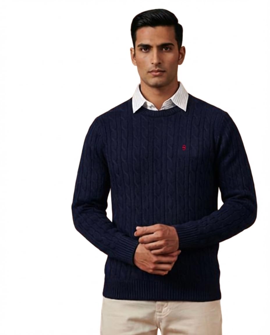 blosky Elegant Aster Blue Cable-Knit Pullover for Cozy and Chic Comfort-picture-44