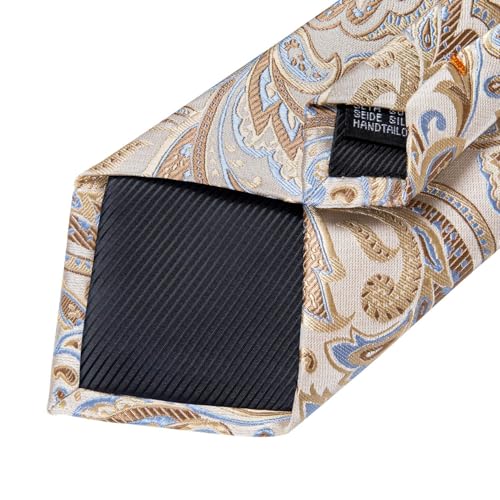 Image of DiBanGu Extra Long Tie for Men 63 inch XL Silk Necktie Set | Pocket Square and Cufflinks, Big and Tall, Jacquard Woven, Gift Box, Paisley /Plaid /Solid /Striped, for Weddinng Party Business