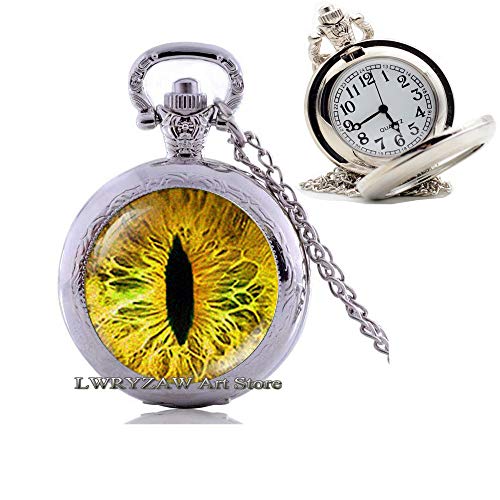 Cat's Eye Pocket Watch Necklace, Cat's Eye Pendant, Animal Eye Pocket Watch Necklace, Simple Pocket Watch Necklace,Handmade Pocket Watch Necklace,M252