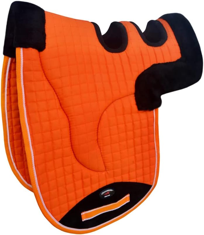 CHALLENGER Horse Contoured Fleece Lined Quilted English Saddle Pad Orange 72153OR