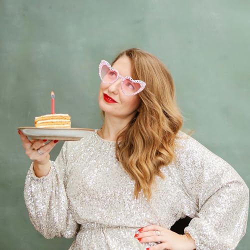 30th Birthday Glasses for Women - Pink 30 & Fabulous Shiny Diamond Pearl Sunglasses for Women 30th Birthday Party Supplies4