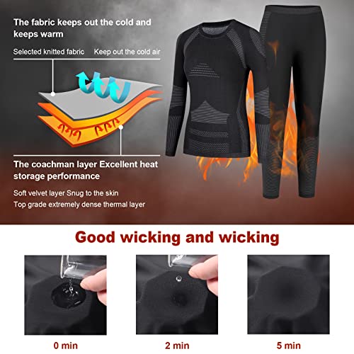 Homord Thermounterwäsche Damen, Skiunterwäsche - Funktionsunterwäsche Damen Warm & Atmungsaktiv Thermo Unterwäsche Set Ski Unterwasche Set Sportunterwäsche für zu Hause und Sport im Herbst Winter
