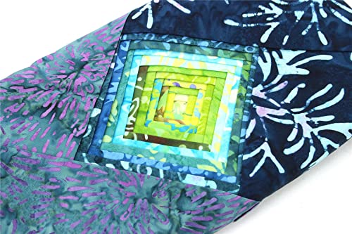 Tissu pré-découpé en coton batik vert d'eau pour créer vos plaids maison