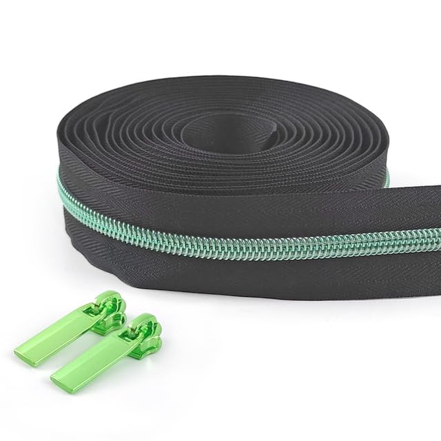 5/10Metros 5# Cinta de cremallera de nailon colorida con deslizadores de cremallera Bolsas Chaqueta de plumas Equipaje Cremalleras Kit de reparación Cierres de costura Accesorios-KY377ZT148-Verde,No5
