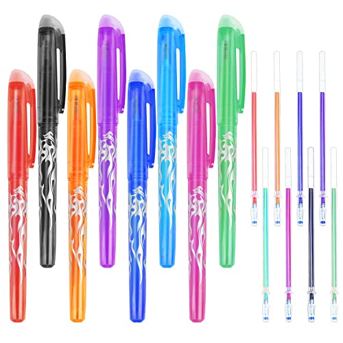 ZORRA 8 Radierbarer Kugelschreiber, 8 Farben Radierbarer Tintenroller mit 8 Nachfüllungen, Tintenroller Radierbar Kugelschreiber Radierbar für Schulsachen Erasable Pen - Radierstift 0,5 mm Cover