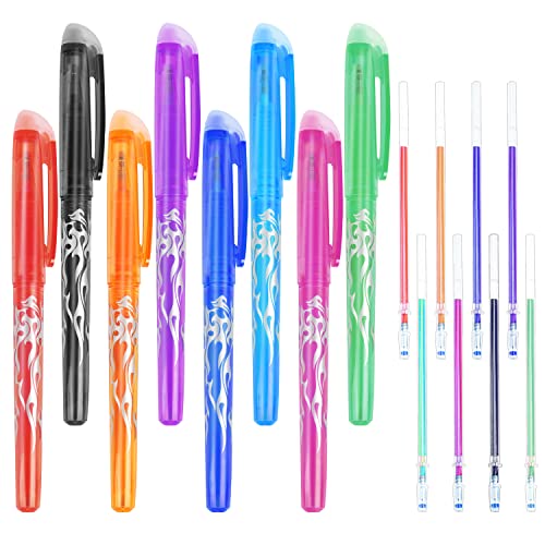 ZORRA 8 Radierbarer Kugelschreiber, 8 Farben Radierbarer Tintenroller mit 8 Nachfüllungen, Tintenroller Radierbar Kugelschreiber Radierbar für Schulsachen Erasable Pen - Radierstift 0,5 mm