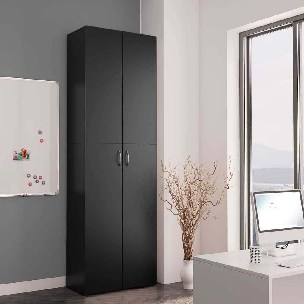 FAMIROSA Office Cabinet File Cabinet with 2 Doors and 5 Shelves Filing Cabinet for Storing Legal/Letter/Files and Other Office Supplies Black 23.6"x12.6"x74.8"