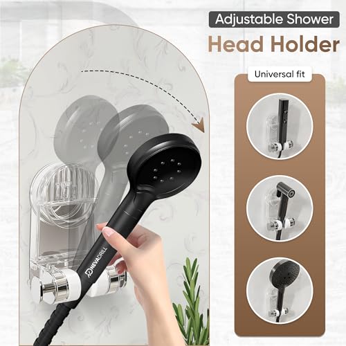 Image of Vacuum Suction Shower Head Holder for Bathroom | Lever Lock No Drill Wall Mount | Reusable & Waterproof Adjustable Hand Shower Holder | PET [ND-13822]