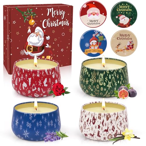 Duftkerzen Weihnachten, Weihnachtskerzen Geschenkset, 4 Duft...