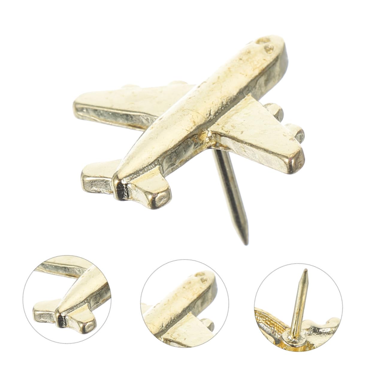 LALAFINA 120stücke Flugzeug Pinnnadeln Kreative Push Für Fotos Karten Und Notizen Zubehör Für Pinnwände Büro Und Schule Dekorative Wandstecker Goldfarbe