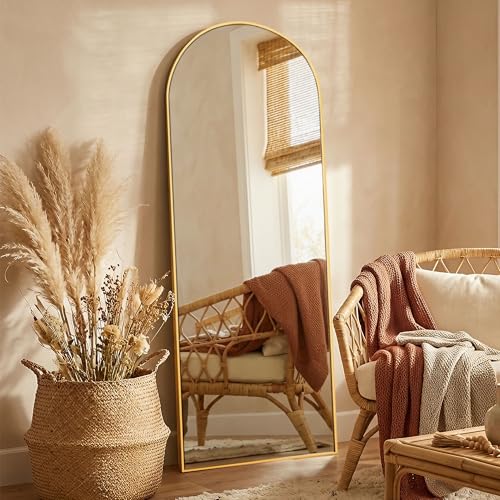 Mirror Full Length, 71 x 26 Inches Floor Mirror with Stand, XX-Large Arch Gold Mirrors for Bedroom, Dressing Room, Home Decor, Gold
