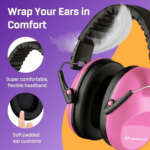 Image of Kids Noise Canceling Headphones - 31 dB (2K Hz) - Ear Protection Earmuffs | Vanderfields' earmuffs protect child's hearing with certified noise-cancellation, soft ear cushions, and adjustable headband