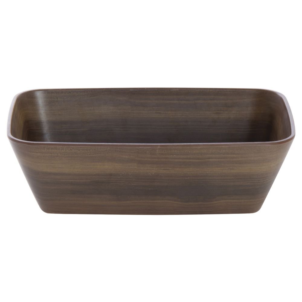 Serving Bowl Dark Brown Wood Bowl Soft Square - 10 1/2"L x 6 1/2"w x 3 1/10"H by HUBERT – Melamine, Brown, Model M2340-DK WOOD