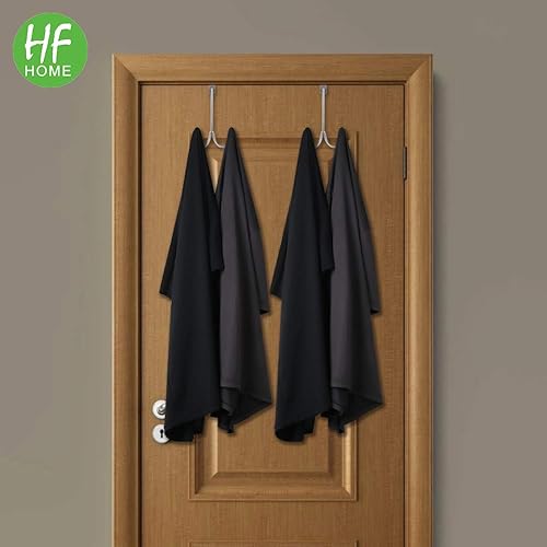 Miniatura 4 de HFHOME Paquete de 4 ganchos dobles para colgar sobre la puerta, organizador de ganchos dobles de metal para colgar abrigos, sombreros, batas,