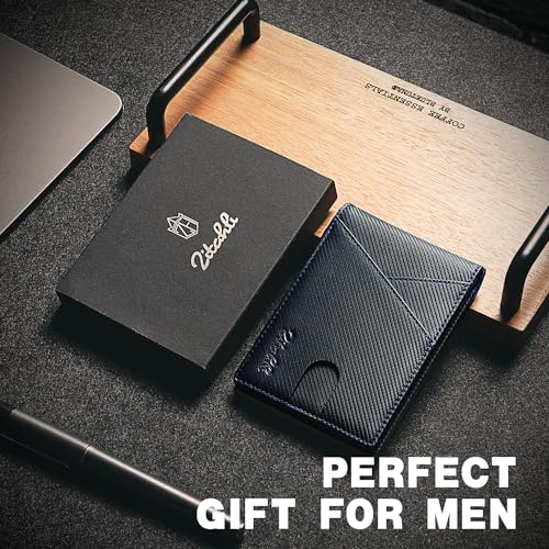Image of Zitahli Slim Wallet for Men,RFID Blocking Leather Bifold with Money Clip | Minimalist Front Pocket Design, Holds 12 Cards, RFID Protection, Gifts for Men on Birthdays, Father's Day, and Christmas