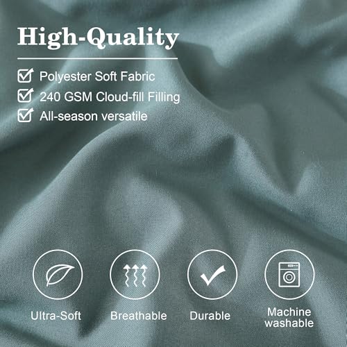 Image of Monbix Oversized King Size Comforter Set - 7 Pieces Blue Green Bed in a Bag Oversized King Bedding Sets with Comforters, All Seasons Comforter Bed Set with Sheets, Pillowcases & Shams