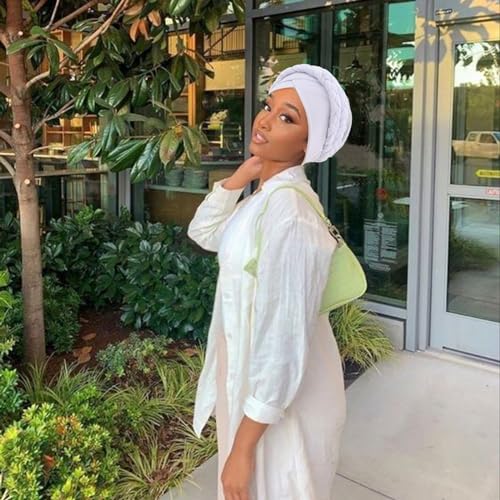 Image of DRESHOW African Women Turban Caps Beanie Twist Headscarf Pre-Tied Double Twisted Braid Hair Cover Wrap Hat Chemo Cancer Cap