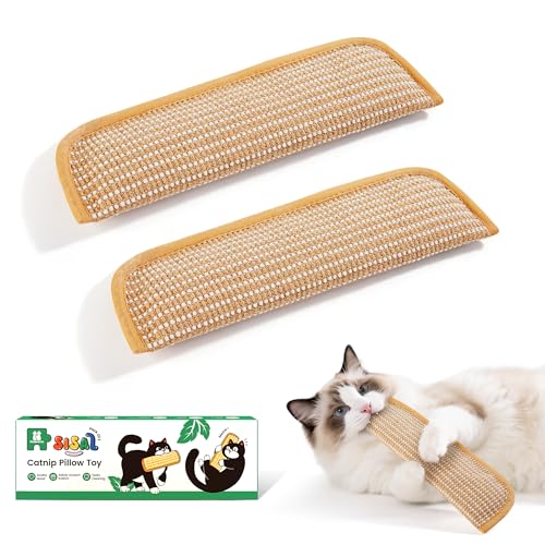Potaroma Lot de 2 Jouets pour Chat avec Herbe à Chat Bio 6000 MG A+ - Matériau sisal Doux - Jouet d'intérieur à griffer et à Kicker - Rend Les Chats ennuyés Fous...