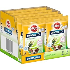 Pedigree Dog Snacks Dog Treats Dentastix Daily Fresh Dental Care 110 g, Pack of 10, (10 x 7 Sticks x 110 g)