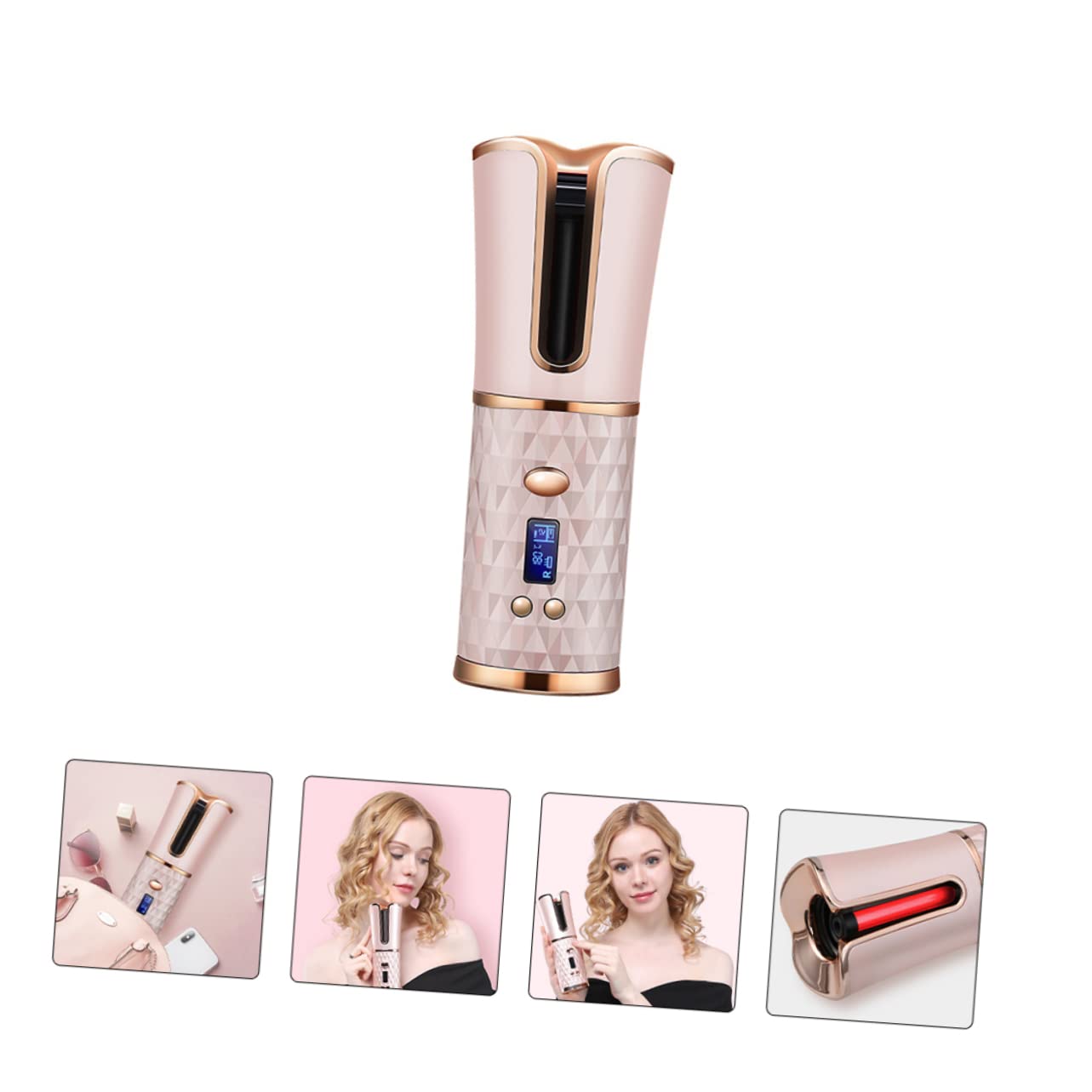 UKCOCO Rizador de Pelo Automático Inalámbrico Recargable por USB Recubrimiento Cerámico y Aleación para Peinados DIY en Casa para Mujer