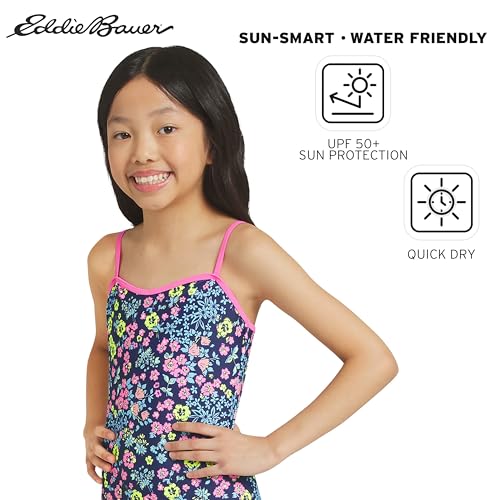 Image of Eddie Bauer Girls' UPF 50+ Scoop-Neck Stretchable One-Piece Swimsuit