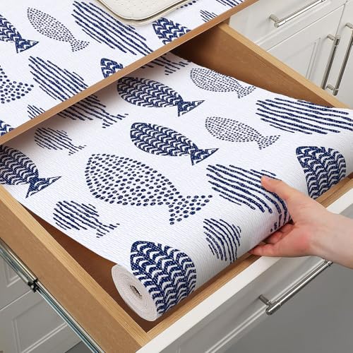 Comparison: Best Blue For Kitchen Cabinets 2 Terravue Blue Shelf Liner for Kitchen Cabinets Non Adhesive Drawer Liners Non Slip Cupboard Liner Strong Grip Waterproof Kitchen Cabinet Liners Easy to Clean Blue Dresser Shelves Paper 12IN x 10FT