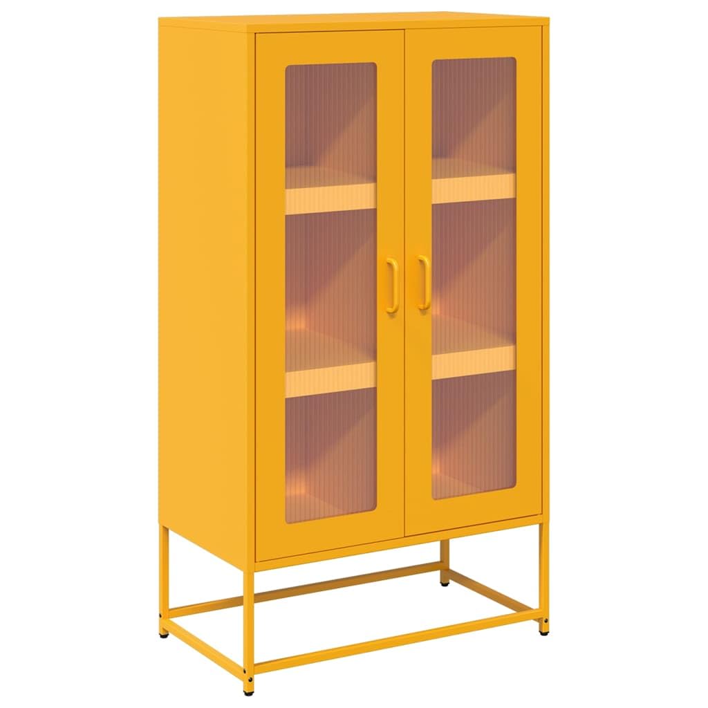 vidaXL highboard/sideboard/storage cabinet - steel, 68x39x123 cm mustard yellow