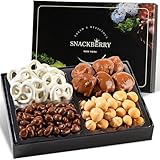 Premium Chocolate Gift Box Assorted Treats with Chocolate-Covered Pecan, Maple Nuts, Yogurt Pretzels & Raisins – Perfect Holiday, Birthday & Corporate Gift Box