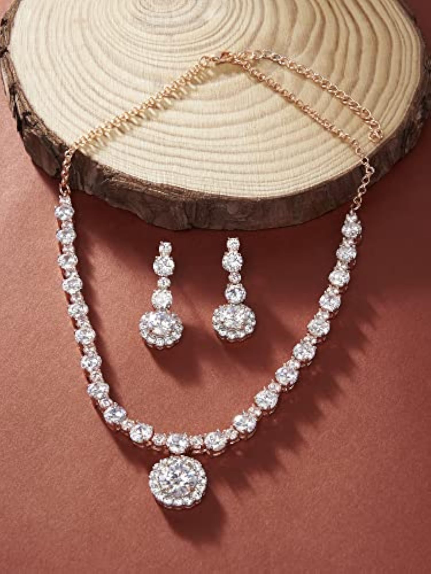 Women's Dazzling Cubic Zirconia Necklace & Earring Set