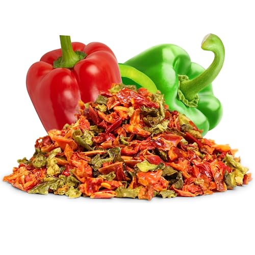Dehydrated Dried Red And Green Bell Peppers Mix By It's Delish – Jumbo Reusable Container 16 Oz (1 Lb) – Sealed To Maintain Freshness – Chopped & Dried Vegetable Spice Seasoning #TOP1