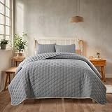 Highdi Colcha Acolchada, Colcha Cama Multiusos Leicht Patchwork, Manta Sofa Suave, Manta Cama Reversible Cama Individual Matrimonio para Alle Jahreszeiten (Hexágono Gris,230x230cm)
