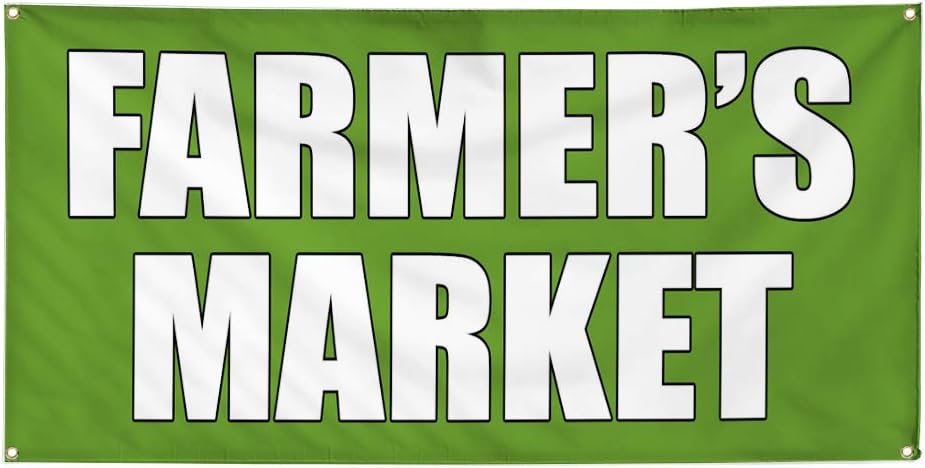 Vinyl Banner Multiple Sizes Farmer's Market Green Advertisement Business Outdoor Weatherproof Industrial Yard Signs Green 4 Grommets 16x40Inches
