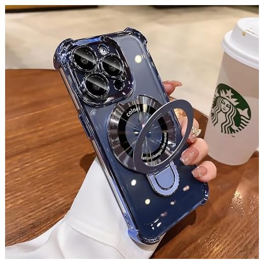 Uioeua for iPhone 14 Pro Max Case with Magnetic Ring Stand,[Compatible with MagSafe] Four Corners Shockproof [Military Grade Drop Protection] Luxury Slim Kickstand Case for iPhone 14 Pro Max-Sky Blue