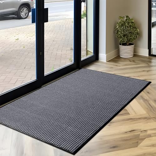 Image of MaxMat Extra Large Commercial Floor Mat, 3 x 5 Feet Heavy Duty Made in USA Commercial Door Mat, Waterproof, Low-Profile, Easy to Clean, Rubber Backing Entry Mudroom Rug (Charcoal Grey)