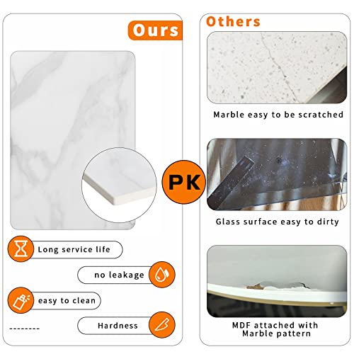 Wisfor END TABLES Sintered Stone End Table: 2 Tier Round White Sofa Side Table thumb #3
