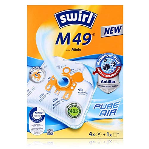 4 Original Swirl M49 Bolsa para aspiradora compatible con Miele S 269 i. 282 I Serie