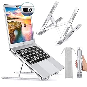 Foonii Laptopstandaard, opvouwbare aluminium laptopstandaard, draagbaar, in hoogte verstelbaar, geventileerd notebook…