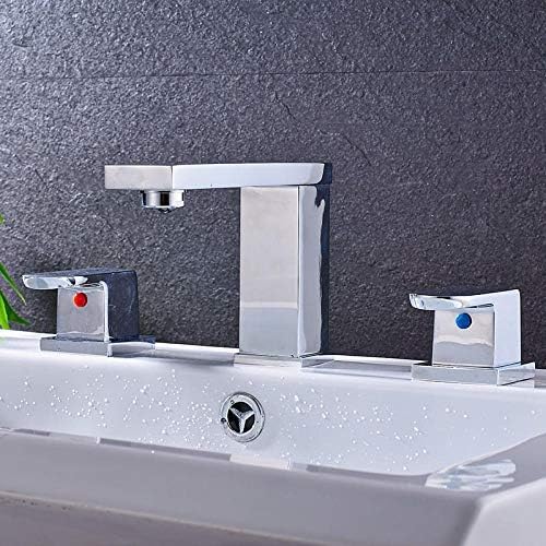 Mélangeur de lavabo luxe nickel brossé et double poignée haut de gamme