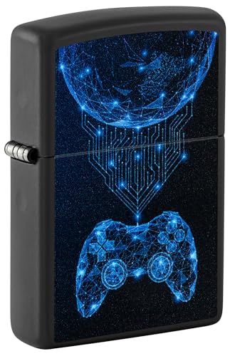 Image of Zippo Gaming Black Matte Windproof Pocket Fuel Refillable Lighter, BIS Certified