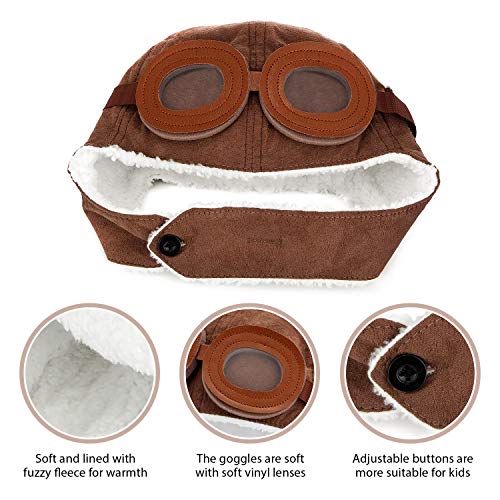Satinior Hat For Kids Brown Fleece Cap With Earmuffs Warm Winter Cap For Kids #TOP4