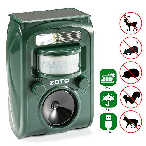 Preisvergleich Produktbild ZOTO Katzenschreck Tiervertreiber Ultraschall, 5 Modus einstellbar Solar Tierschreck Wasserdicht Abwehr