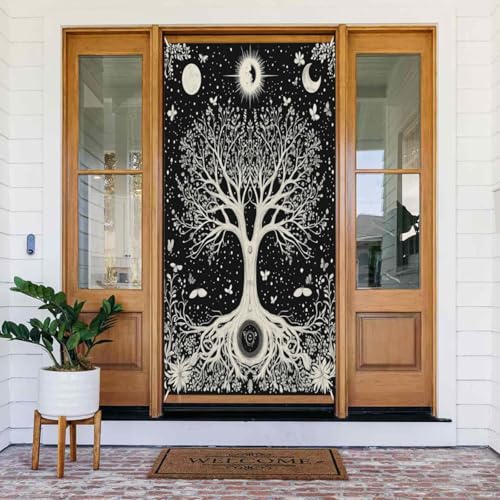 Tree Of Life Celestial Night Door Cover Door Decorations For Front Door Party Holiday Classroom Door Cover Banner 35.4 X 72.8 Inch