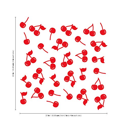 Set de 30 Vinilos Decorativos de Cerezas Rojo miniatura 3