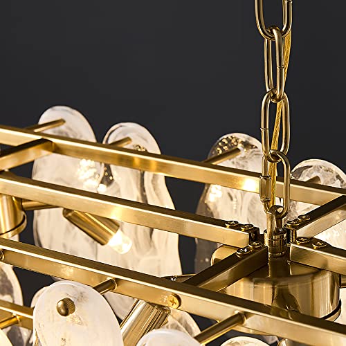 Image of LOVEDIMA Gold Multi-Tier Lantern Pendant Lighting,Cloud Glass Metal Kitchen Island Chandeliers Hanging Ceiling Light Fixtures