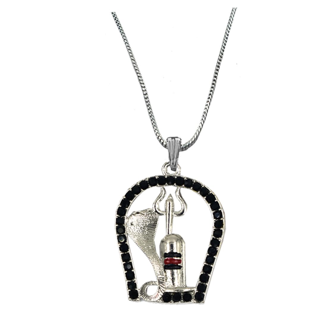 Om Allah Cross Silver Metal Tri Shakti Religious Snake Chain Pendnet for Men and Women-image-38
